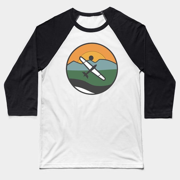 Glider Sailplane Biplane aerial floating soaring Baseball T-Shirt by ThesePrints